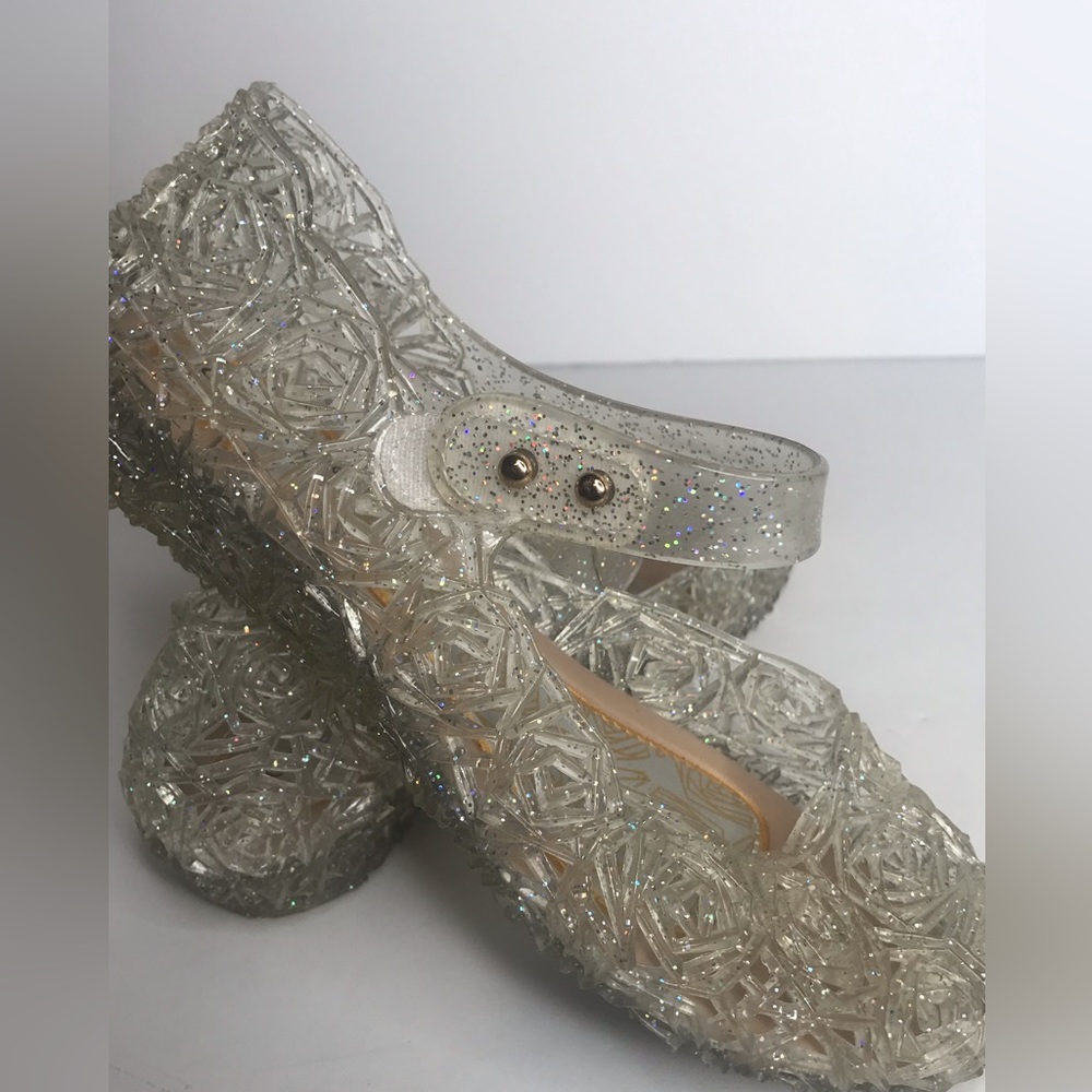 GuGuYeah Girls' Mary Jane Hook Loop Jellies EUR 35 Cinderella White Sparkle